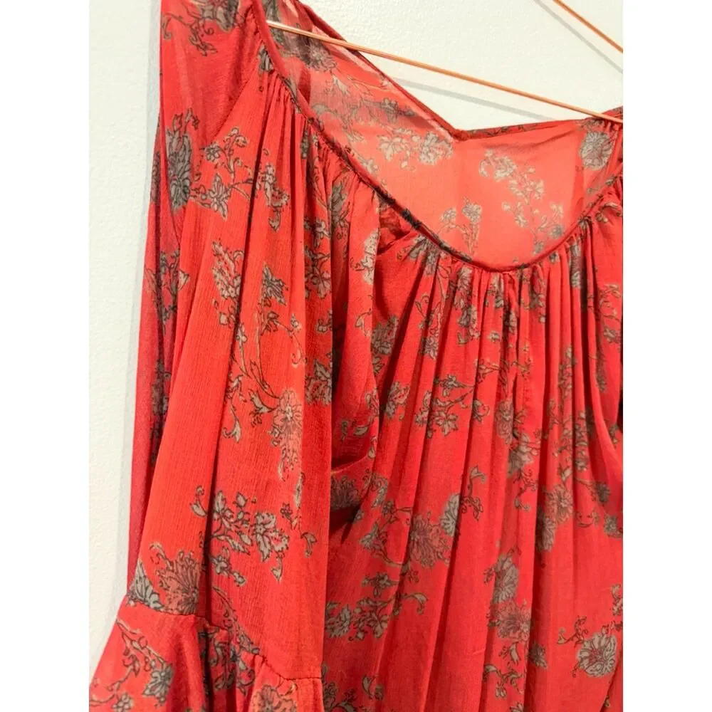 Free People Sunsetter Floral Ruffle Mini Dress